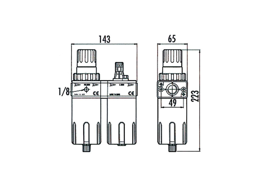 CONTIMAC Drukregelaar met waterafscheider en olienevelaar 1/2"