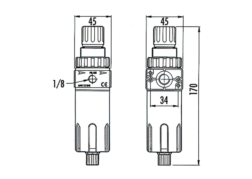 CONTIMAC Drukregelaar met waterafscheider 1/4"