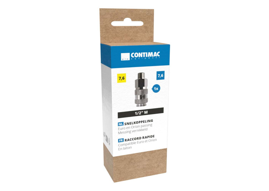 Snelkoppeling Universeel ½" Buitendraad | Orion & Euro-profiel | Messing vernikkeld - 28512B1