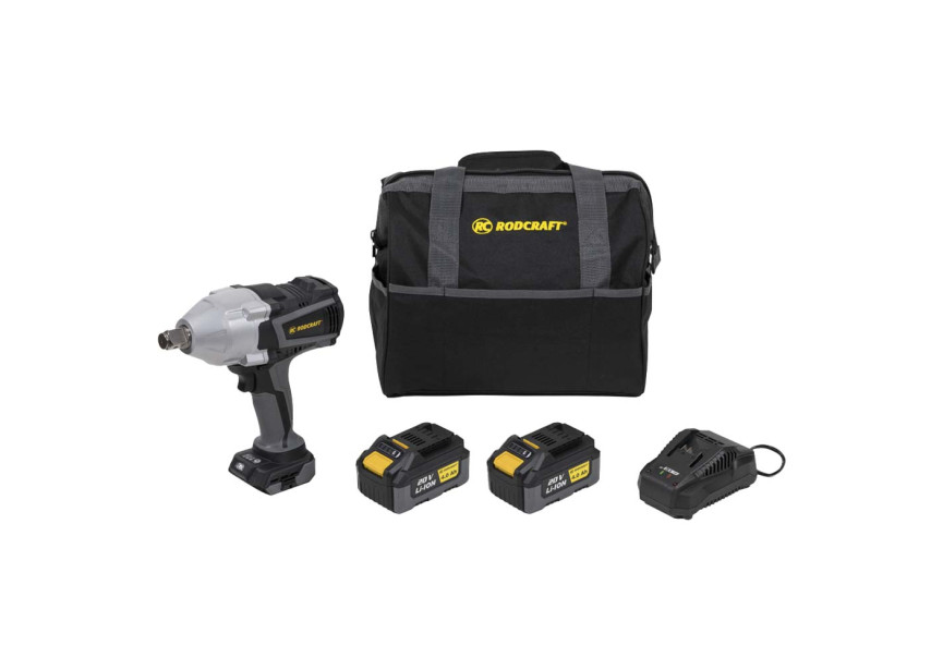 RC9087 SLAGMOERSLEUTEL OP BATTERIJ  3/4" + 2 BATTERIJEN 4Ah + LADER + BAG