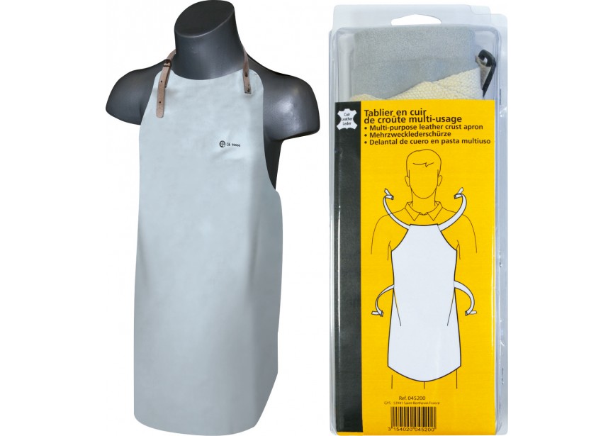 Lasschort van korstleder | Beschermend werkschort met aantrekriem - 97324