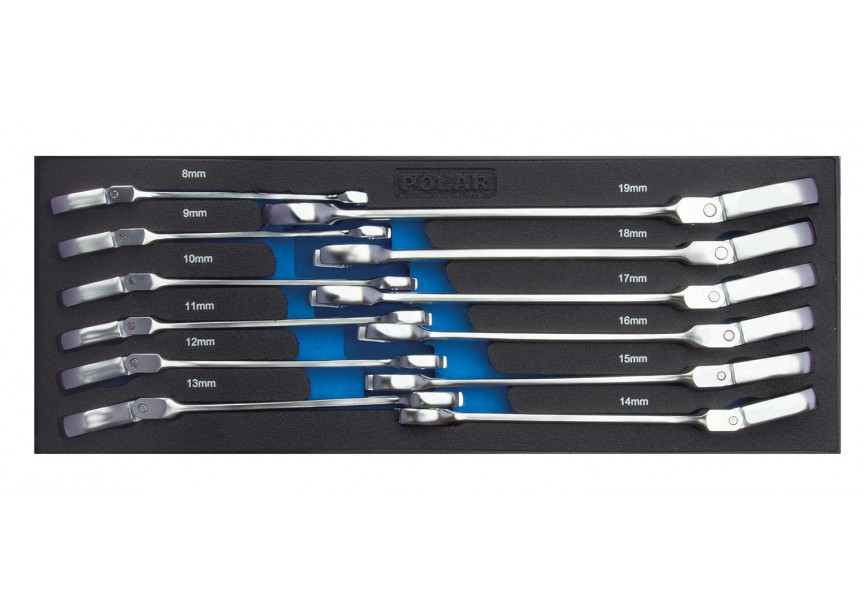 MOD. 1808 Scharnierende ringsteekratelsleutels van 8 tot 19mm - 12 delig