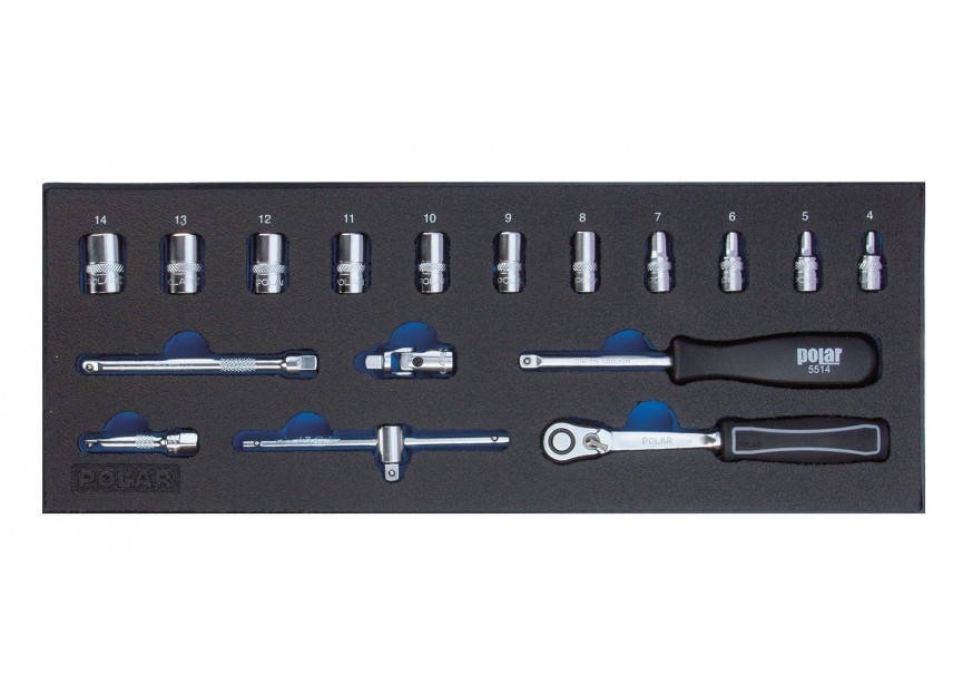 MOD. 1813 Doppenset 1/4" van 4 tot 14mm - 17 delig