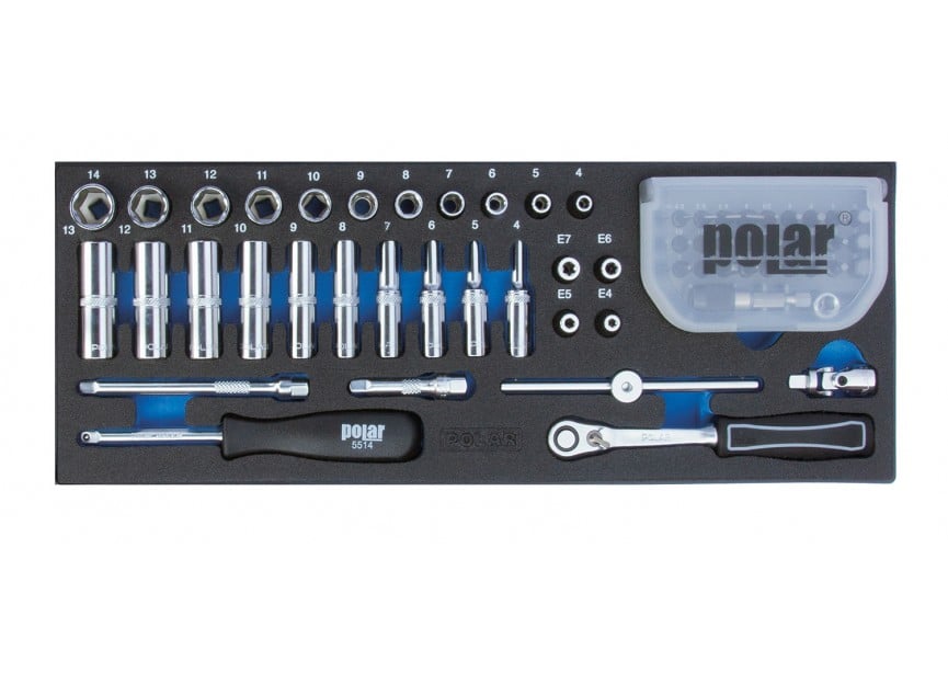 MOD. 1814 Doppenset 1/4" | 4-14mm met Bitsset | 63-delig - 1814-0063