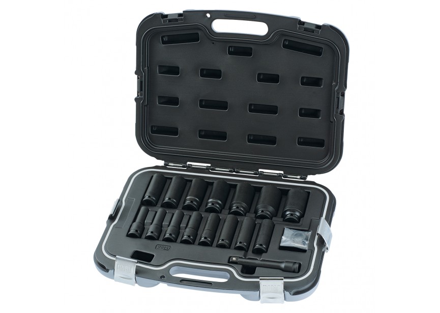 Krachtdoppenset 1/2" Lang | Cr-Mo | 15-delig met verlengstuk - 6090-1220