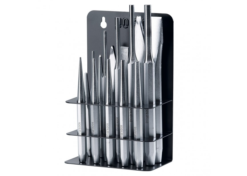 Set Doorslagen / Centerpunten / Beitels | 17-delig | Chroom-Vanadium - 8290-0017