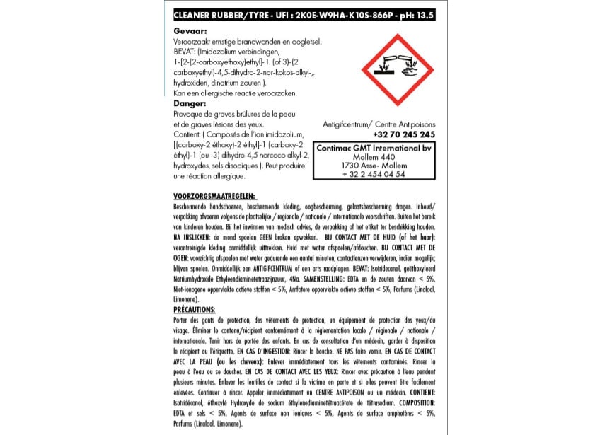 Cleaner Rubber Tyre | Alkalische Ontvetter | Verwijdert Rubberstrepen & Vet - 6500050