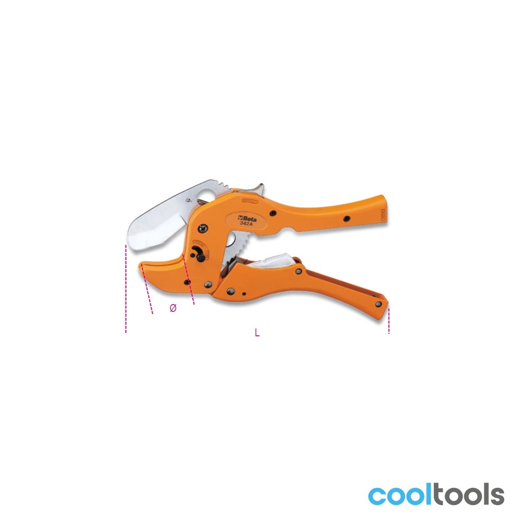Beta 342A | Pijpsnijder met ratel voor kunststof pij - 003420101