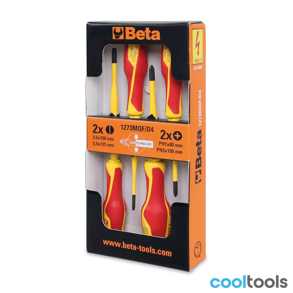 Beta 1273MQF/D4 | set van 4 dunne schroevendraaiers voor P - 012730604