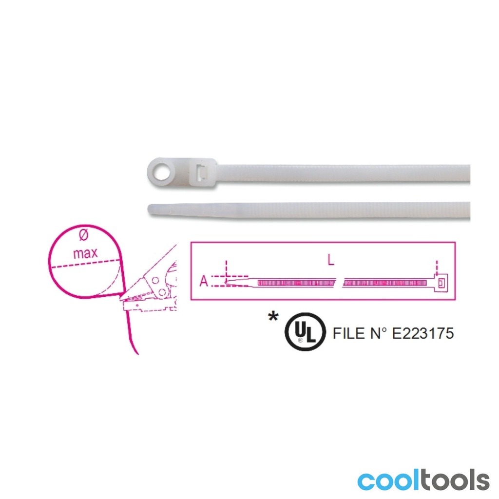 Beta 1748-BH Nylon bindstrips met bevestigingsoog