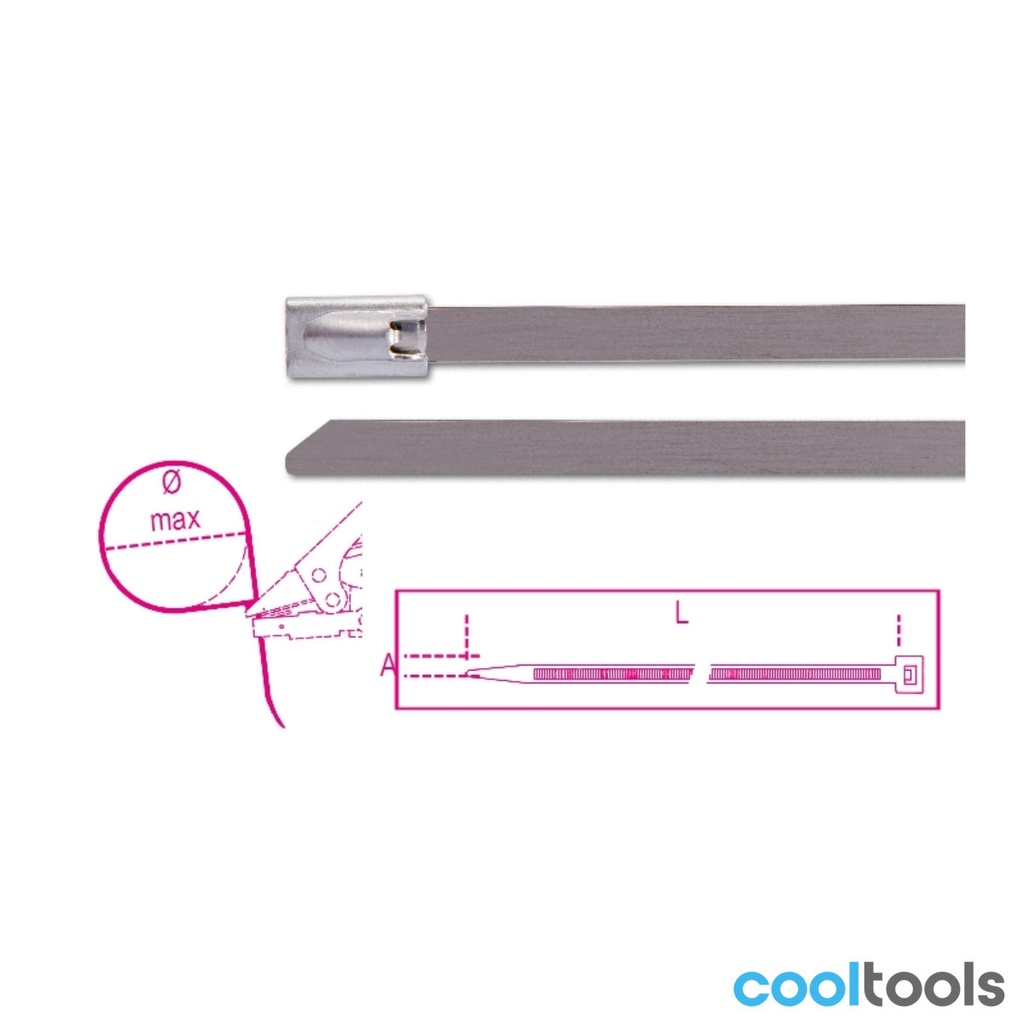 Beta 1748-S Zelfborgende roestvaststalen kabelbinders