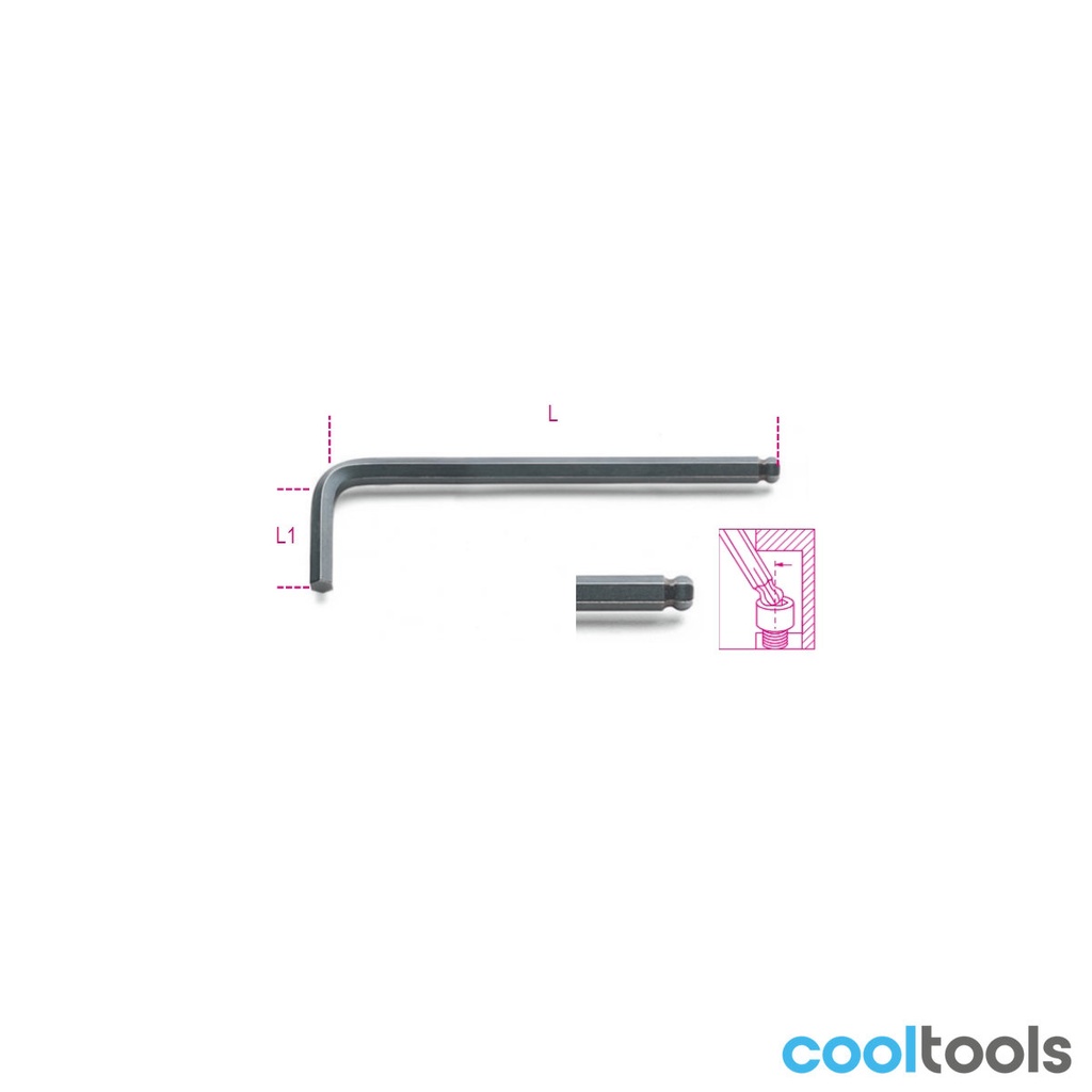 Beta 96BP Haakse stiftsleutels met kogelkop gebruneerd