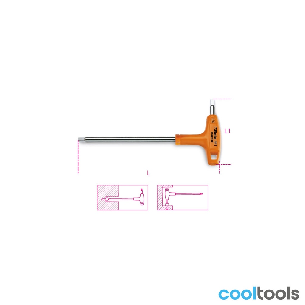 Beta 96TINOX-AS Haakse zeskant stiftsleutels