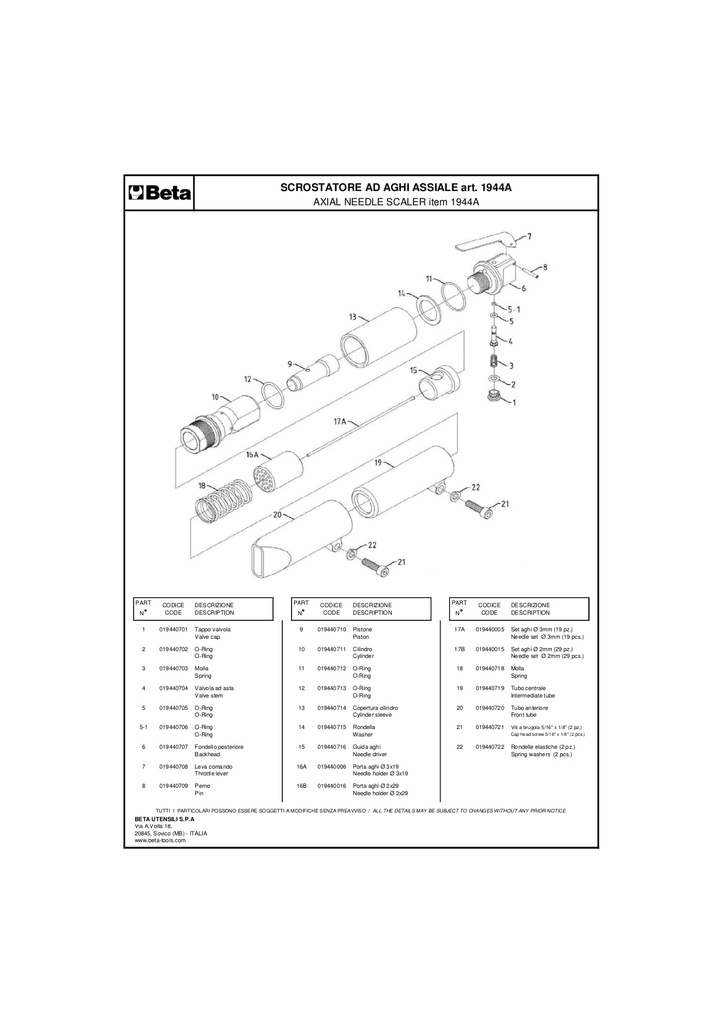[019440005] 19-delig Set Naalden Ø 3 Mm voor 1944AR 3