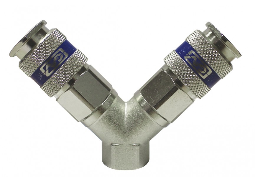 Persluchtverdeler 3 x 3/8" (incl. industriële snelkoppelingen voor hoog debiet)